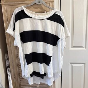 Umgee Black and White Striped Women's Top